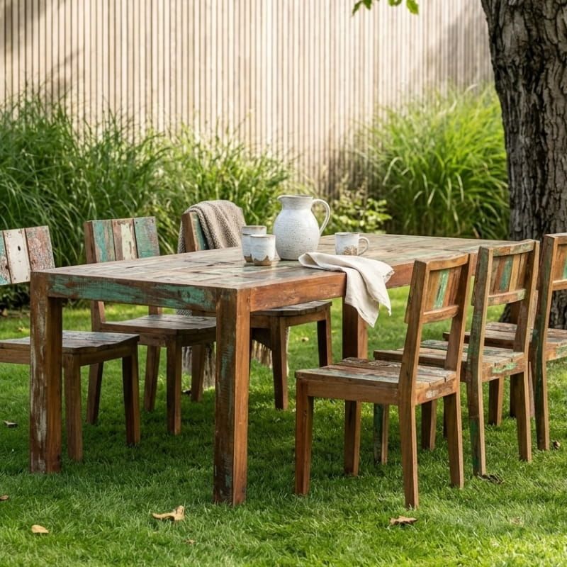 Table repas bois de bateau recyclé BOATWOOD 250cm