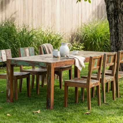 Table repas bois de bateau recyclé BOATWOOD 250cm