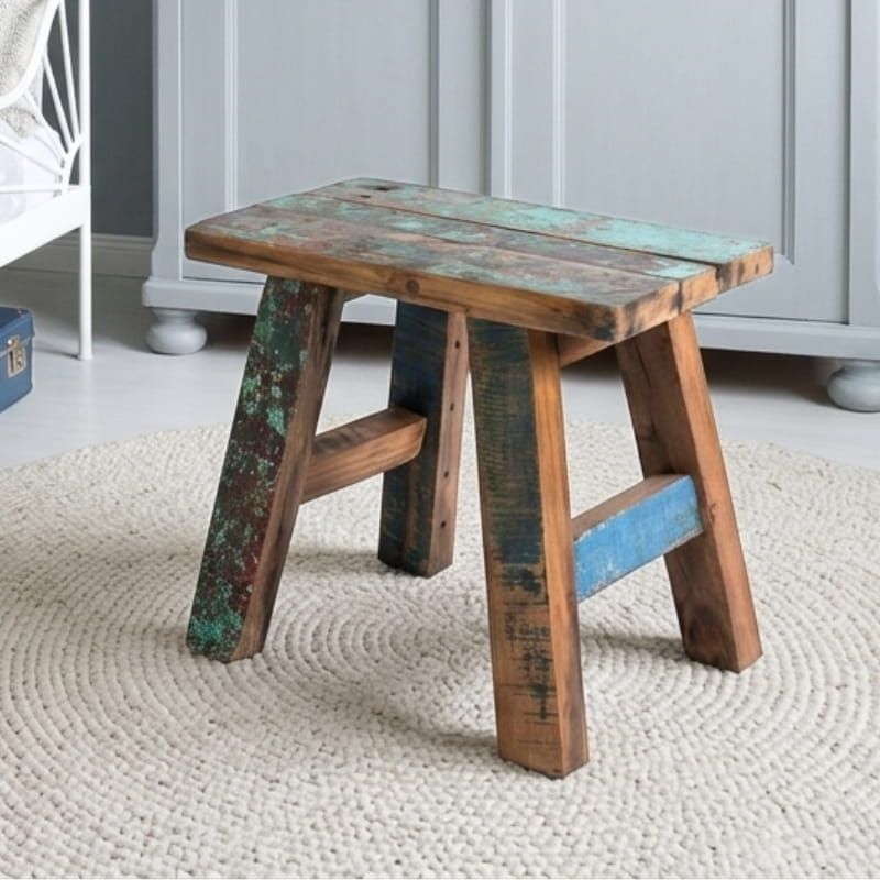 Tabouret bois de bateau recyclé BOATWOOD 50cm