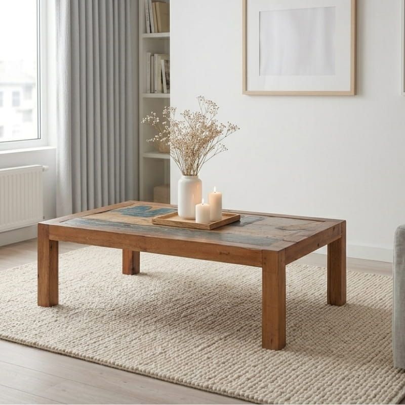 Table basse bois recyclé coloré BOATWOOD 120cm