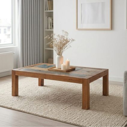 Table basse bois recyclé coloré BOATWOOD 120cm