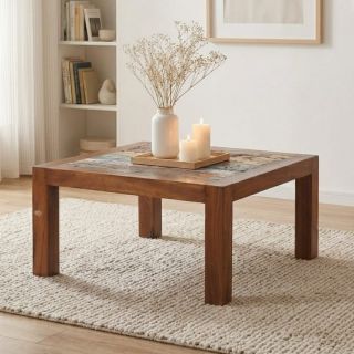 Table basse bois recyclé coloré carrée BOATWOOD 80cm