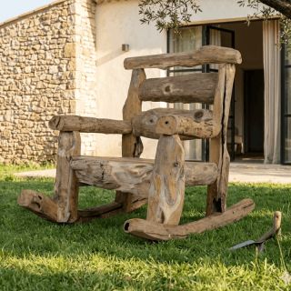 Fauteuil rocking chair teck recyclé WILD 60cm