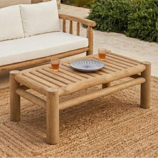 Table basse de jardin en branches de teck BRANCHE 120cm