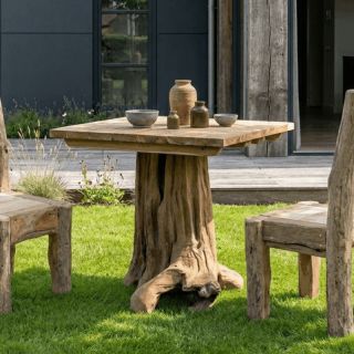 Table jardin teck massif WILD 80cm carrée