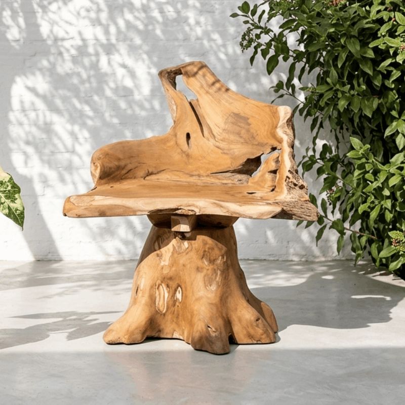 Fauteuil pivotant racine de teck RACINE~70cm