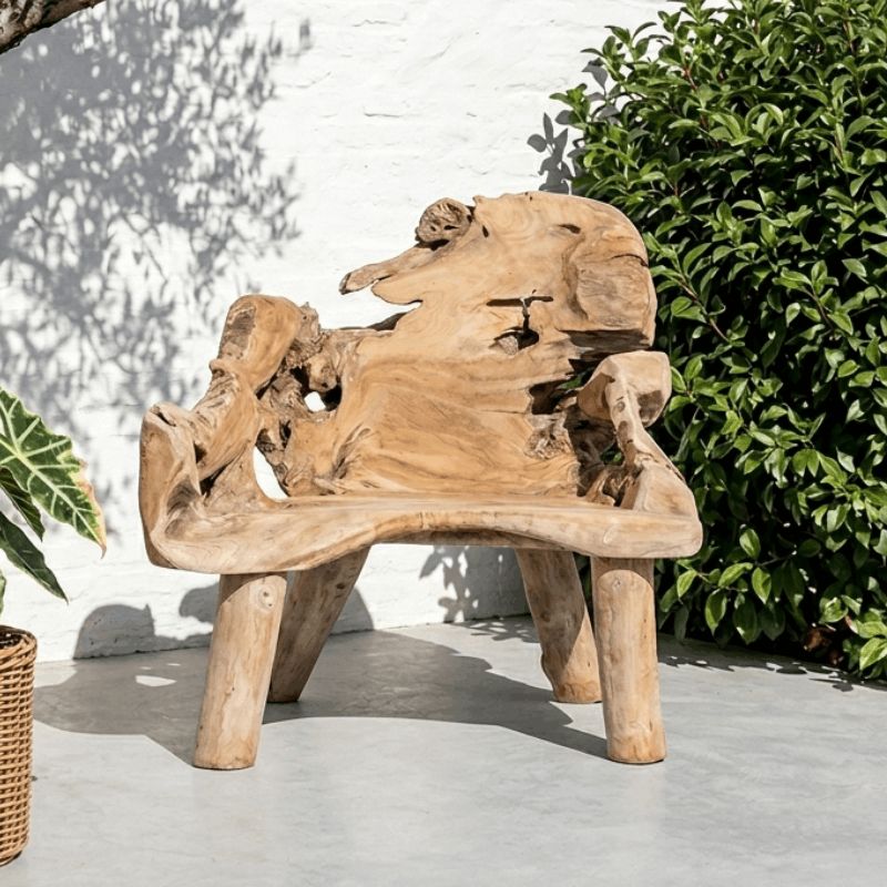 Fauteuil racine de teck RACINE~70cm 4 pieds