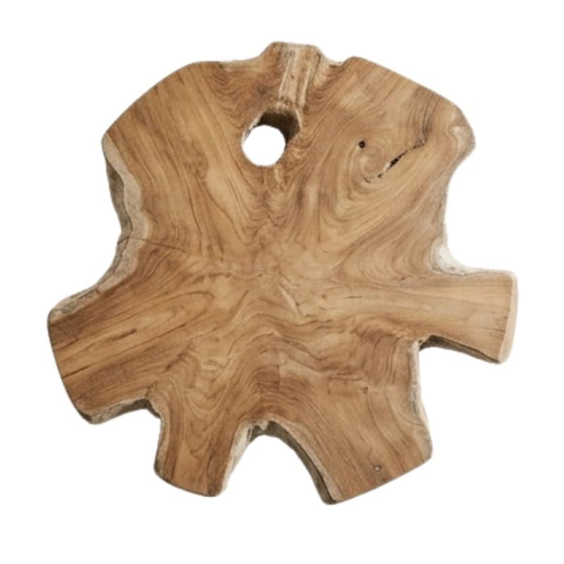 Table basse tranche racine de teck étoile ≈ Ø65cm