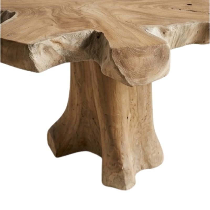 Table basse tranche racine de teck étoile ≈ Ø65cm