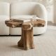 Table basse tranche racine de teck étoile ≈ Ø65cm