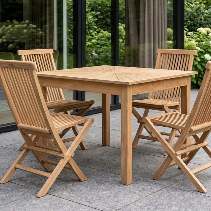 Table de jardin carrée en teck massif 120cm JATI design