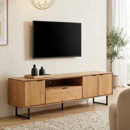 Meuble TV teck recyclé et métal SALVADOR 195cm