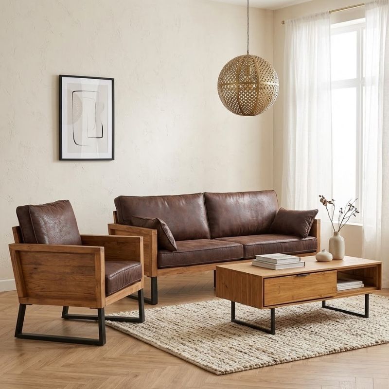Fauteuil teck massif et métal SALVADOR 86cm
