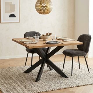 Table carrée teck massif et métal SALVADOR 130cm