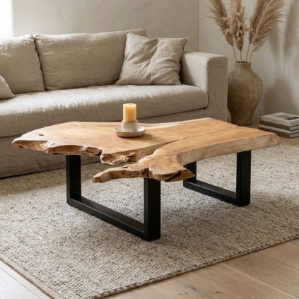 Table basse racine de teck et métal RACINE ~120cm