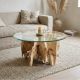 Table basse racine de teck ronde Ø80cm RACINE avec verre