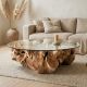 Table basse racine de teck ronde Ø140cm RACINE avec verre