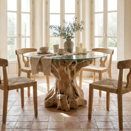 Table repas racine de teck Ø120cm RACINE ronde