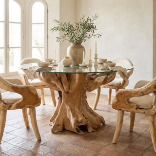 Table repas racine de teck Ø140cm RACINE ronde