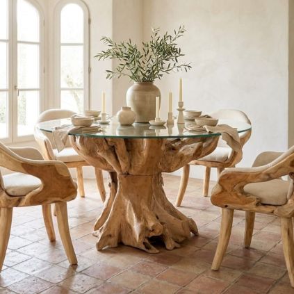 Table repas racine de teck Ø140cm RACINE ronde