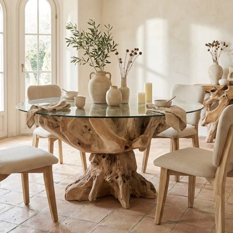 Table repas racine de teck Ø160cm RACINE ronde