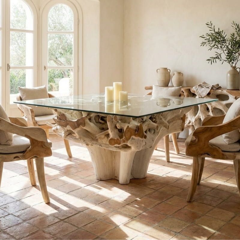 Table repas racine de teck 160cm RACINE carrée