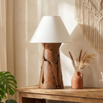 Lampe bois flotté teck RACINEh60cm