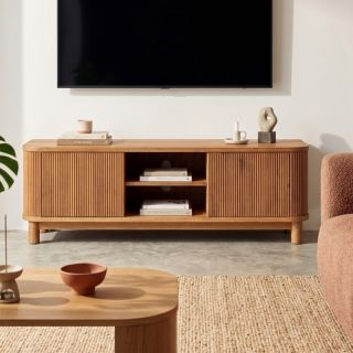Meuble TV en chêne massif cannelé HOUSTON 150cm
