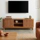 Meuble TV en chêne massif cannelé HOUSTON 150cm