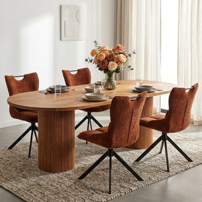 Table repas ovale en chêne massif HOUSTON 220cm