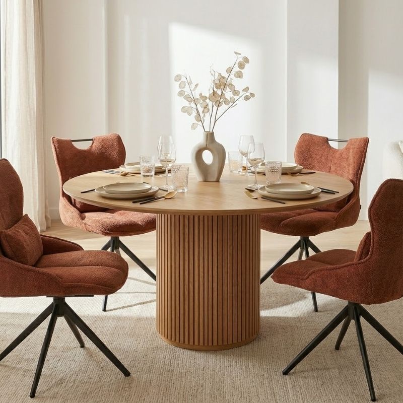 Table repas ronde en chêne massif HOUSTON