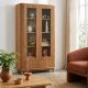 Vitrine moderne en chêne massif cannelé HOUSTON 100cm