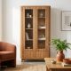 Vitrine moderne en chêne massif cannelé HOUSTON 100cm