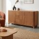 Buffet moderne en chêne massif cannelé HOUSTON 180cm