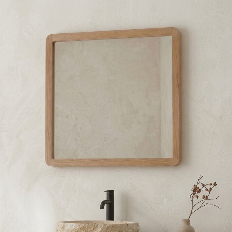 Miroir carré salle de bain en teck massif GARIS 60cm