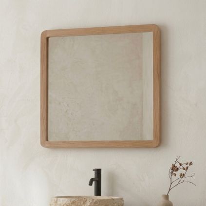 Miroir carré salle de bain en teck massif GARIS 60cm