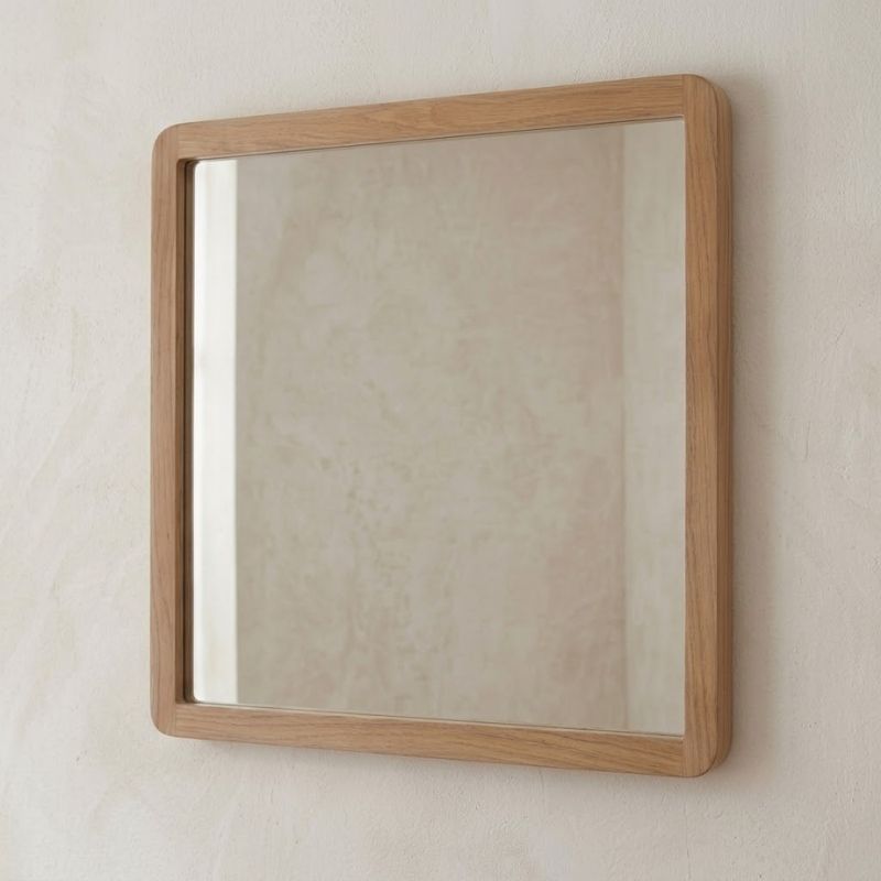 Miroir carré salle de bain en teck massif GARIS 60cm