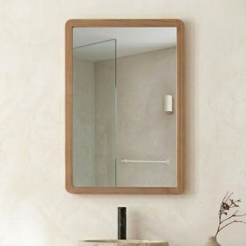 Miroir salle de bain 80 cm en teck massif GARIS