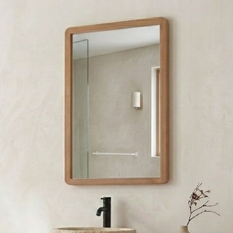 Miroir salle de bain 80 cm en teck massif GARIS