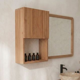 Etagère murale salle de bain bois de teck massif GARIS h60cm 