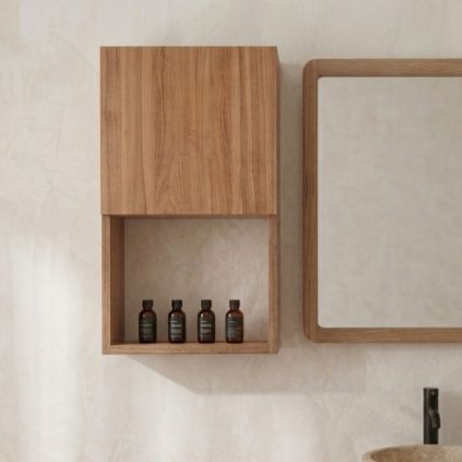 Etagère murale salle de bain bois de teck massif GARIS h60cm 