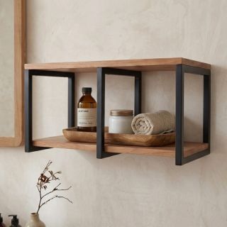 Etagère murale salle de bain bois et métal GARIS 60cm