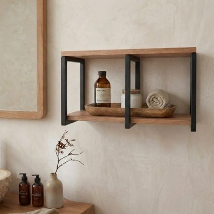Etagère murale salle de bain bois et métal GARIS 60cm