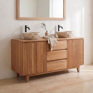 Meuble salle de bain teck massif GARIS 120cm