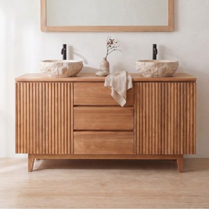 Meuble salle de bain teck massif GARIS 120cm