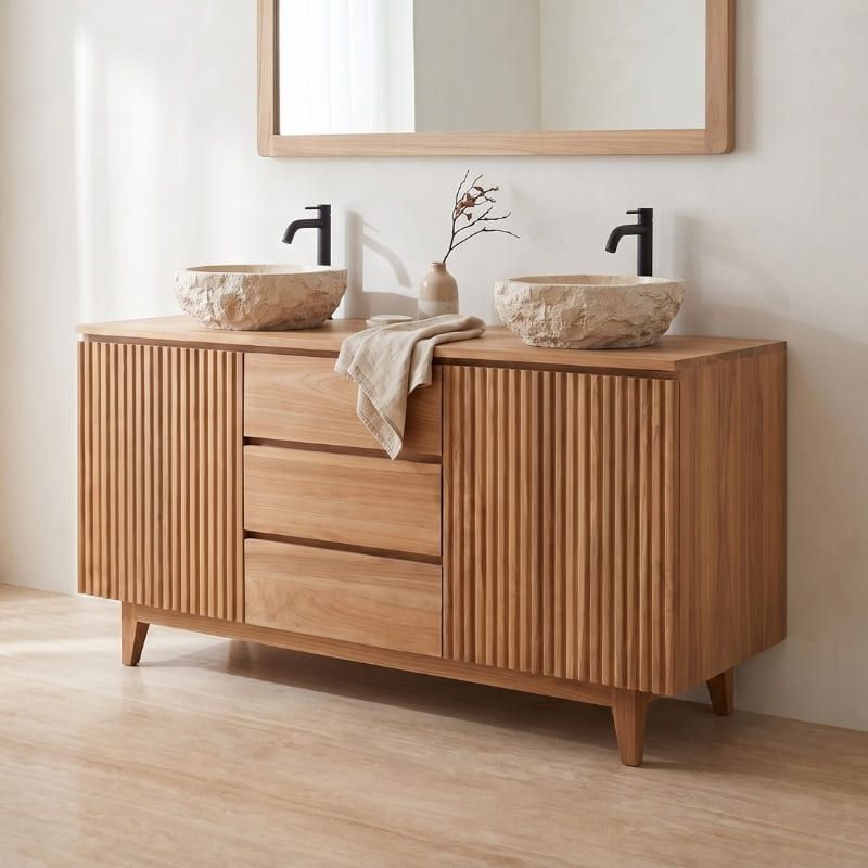 Meuble salle de bain teck massif GARIS 150cm