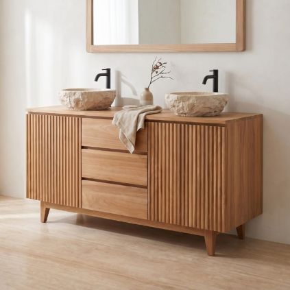 Meuble salle de bain teck massif GARIS 150cm