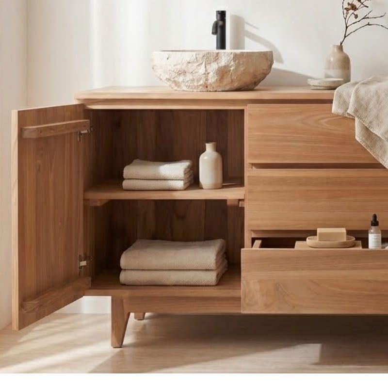 Meuble salle de bain teck massif GARIS 150cm
