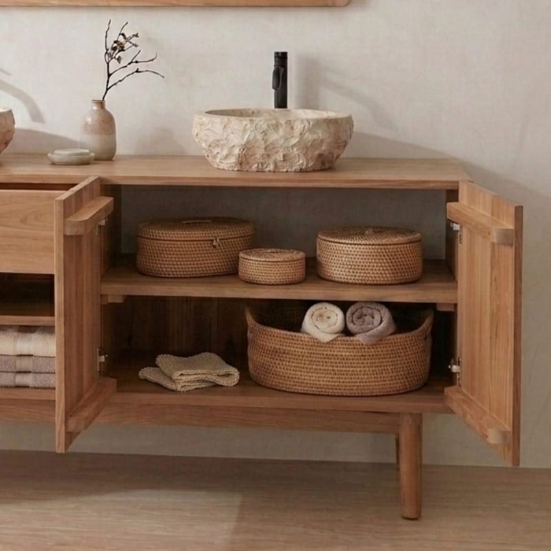 Meuble salle de bain teck massif GARIS 160cm