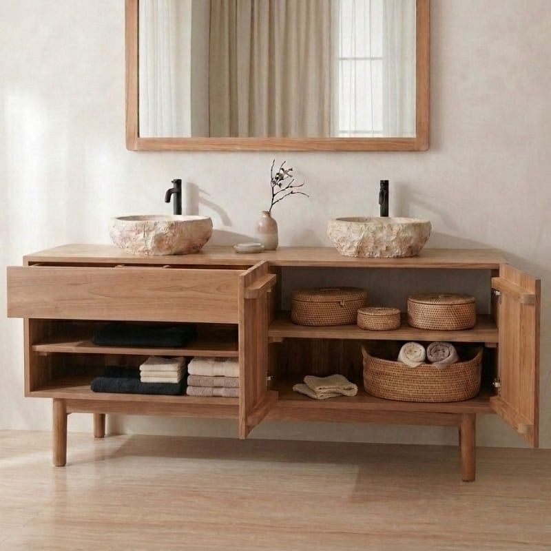 Meuble salle de bain teck massif GARIS 160cm